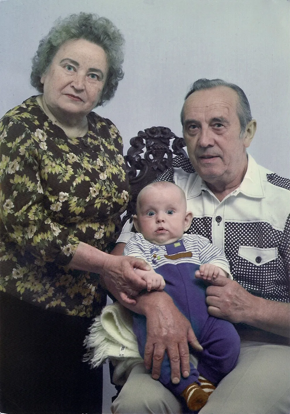 Marcin as a baby with his grandad and grandma